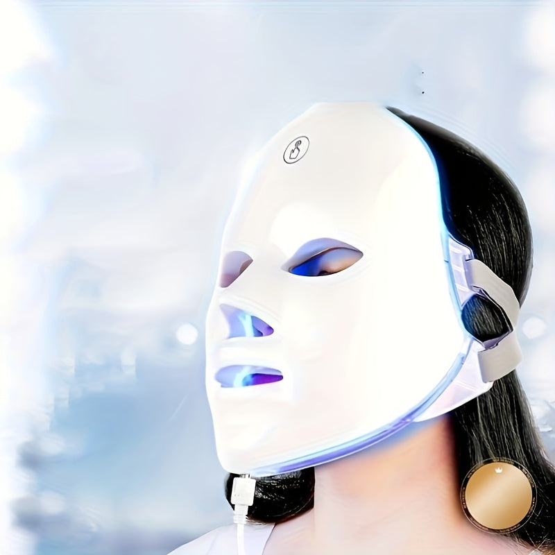 7-Color Led Light Therapy Face Mask For Skin Care - Usb Rechargeable, Fragrance-Free Beauty Device