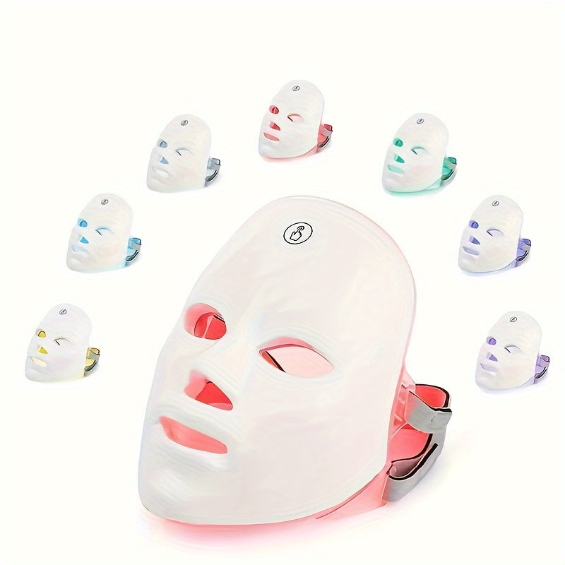 7-Color Led Light Therapy Face Mask For Skin Care - Usb Rechargeable, Fragrance-Free Beauty Device